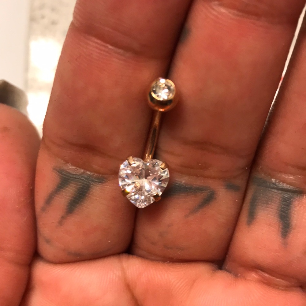 Heart rose gold belly button ring